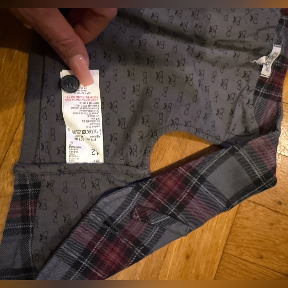 Ikks Gray and Plaid Shirt with Red Accents
